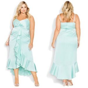 New! City Chic Bella Ruffle‎ Maxi Dress - waterlily, size 20